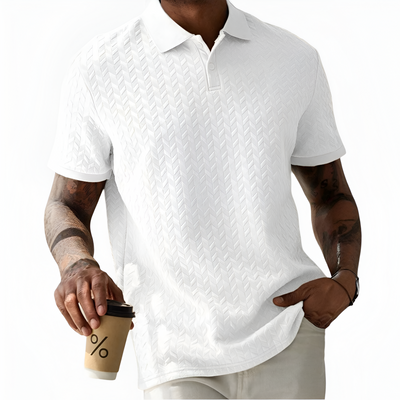 Men's Jacquard Textured Polo Shirt