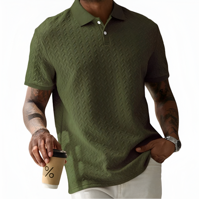 Men's Jacquard Textured Polo Shirt