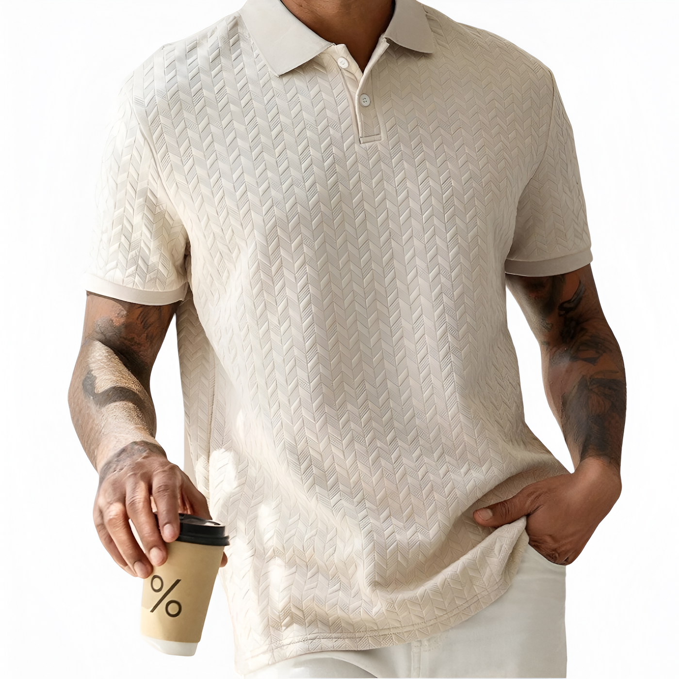 Men's Jacquard Textured Polo Shirt