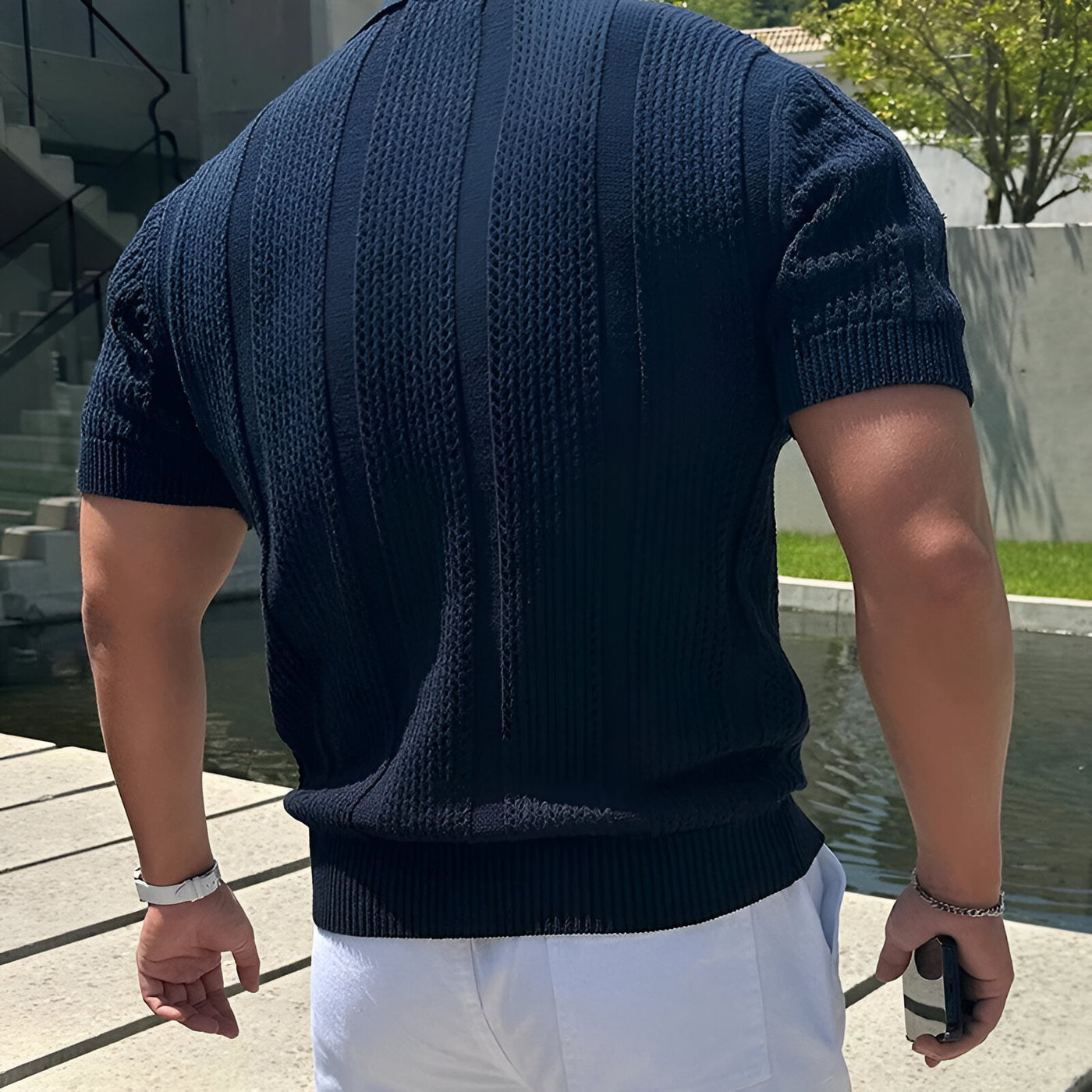 Men’s Mesh Knit Polo Shirt (Slim Fit)